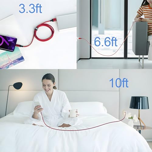 High-Speed USB Type C Cable 3-Pack – Durable Nylon Braided Charger for i Phone 16, Galaxy S24 & PS5 – Versatile 10 ft, 6.6 ft, 3.3 ft Lengths for Rapid Charging and Data Transfer – Enhanced Compatibility for All Modern Devices