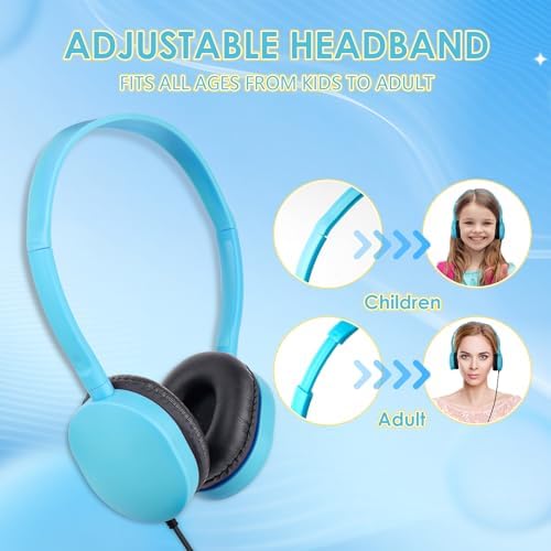 Bulk 24-Pack Kids Classroom Headphones – Durable Wired Earphones with Adjustable Headband for Enhanced Learning Environments (Black) – Ideal for Group Activities and Student Engagement