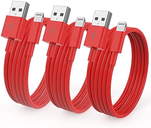6-Foot Apple MFi Certified Charging Cable – 3 Pack Lightning to USB Cords for Fast Charging i Phone 14/13/12/11/XS/XR/i Pad – Durable Design with Extended Reach for Effortless Device Use – High-Speed, Reliable Connection for Home, Office, and Travel