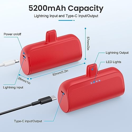 Ultra-Compact 5200 m Ah Power Bank for i Phone – PD Fast Charging Mini Portable Charger with Enhanced Compatibility for i Phone Models 14/13/12/11/XS/XR/X/8/7/6/6 s – Essential On-the-Go Battery Backup for Busy Lifestyles