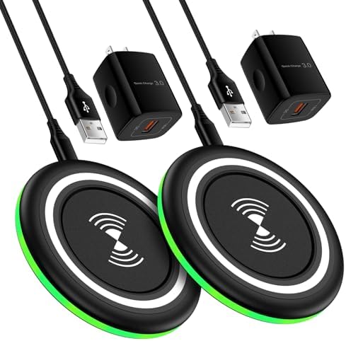 15 W Fast Wireless Charging Pad with QC 3.0 Adapter – Ultimate Charging Solution for Galaxy S25 Ultra, i Phone 16 Pro Max, Pixel 9, and More – Seamless Through-Case Functionality, Enhanced Safety Features, and Non-Slip Design for All Wireless-Enabled Devices – Includes 3.3 ft USB-C Cable for Effortless Connectivity – Perfect for Home and Office Use