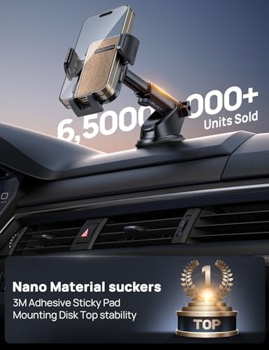 Ultimate Adjustable Windshield Phone Mount for Cars – Military-Grade Suction Cup Holder with Vent Hook, 360° Rotatable Design, Non-Slip Silicone Carbon Fiber for All Smartphone Models – Enhance Your Driving Safety & Hands-Free Convenience