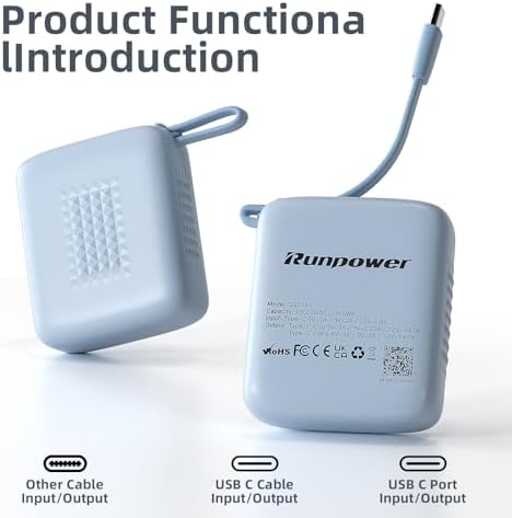 Ultra-Compact 22.5 W Power Bank with Built-in Cable – 10,000 m Ah Mini Battery Pack for i Phone, i Pad & Android Devices – Travel-Friendly Velvet Pouch Included – High-Speed Charging with Smart Safety Features – Lightweight & Versatile for On-the-Go Power Solutions