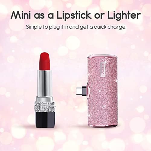 Ultra-Compact 4500 m Ah i WALK USB C Portable Charger – Stylish Pink Power Bank for i Phone 16/15 & Samsung Galaxy S25/S24/S23 Ultra – Fast Charging, Sleek Design for On-the-Go Convenience