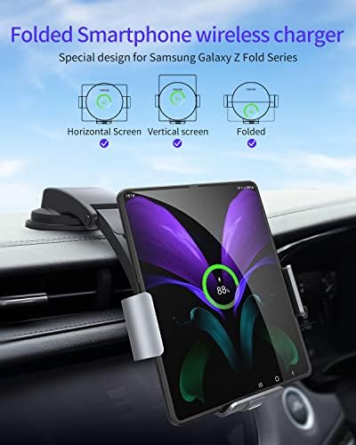 Fast Charging Wireless Car Charger Mount for Galaxy Z Fold & i Phone 16/15/14/13/12/11 Pro Max – Dual Coil Auto Clamping Technology for Secure, Effortless Charging on the Go – Premium Design for Optimal Performance & Efficiency – Perfect for Long Drives & Seamless Connectivity