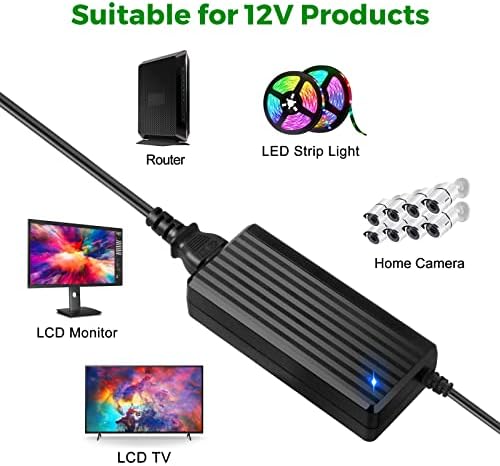 Le Tao Xing 12 V 5 A Universal Power Supply Adapter – Premium AC to DC Converter for LED Strip Lighting and CCTV Security Systems, 60 W with Enhanced Safety Features – Compact Design for Reliable and Efficient Power Delivery in Home and Professional Settings