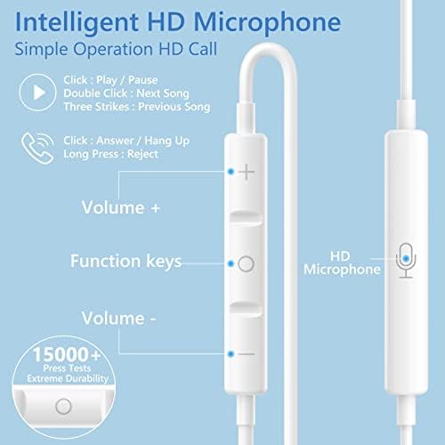 Premium Wired Earbuds for i Phone – Dual Pack High-Fidelity Noise-Canceling Headphones with Integrated Microphone & Effortless Volume Adjustment – Optimized Compatibility with i Phone 14/13/12/11/XR/XS/X/8/7/SE/Pro/Pro Max – Superior Sound Quality for Music and Calls – Featherweight, Robust Design Perfect for Daily Use and Active Lifestyles