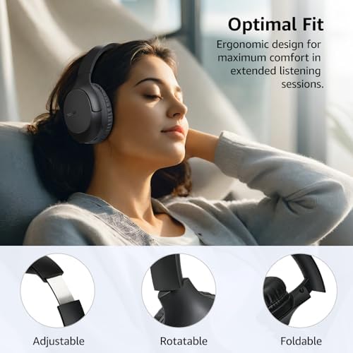 TOZO Bluetooth 5.4 Over-Ear Headphones – Unmatched 70-Hour Playtime, Tailored EQ for Personalized Audio Experience, Rich Deep Bass for Immersive Sound, Travel-Friendly Foldable Design, Integrated Microphone for Clear Voice Calls & Ultra-Low Latency for Flawless Streaming – Advanced Noise Cancellation & Broad Compatibility Options