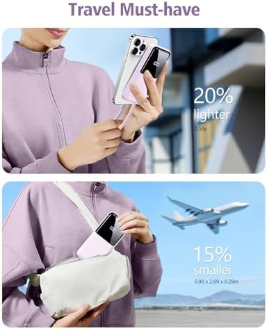 Ultimate 15000 m Ah Fast Charging Portable Power Bank – Compact USB-C & i OS Compatible Battery Pack for i Phone, Android, Samsung – Sleek Purple Design with Safety Features and LED Indicator for On-the-Go Charging