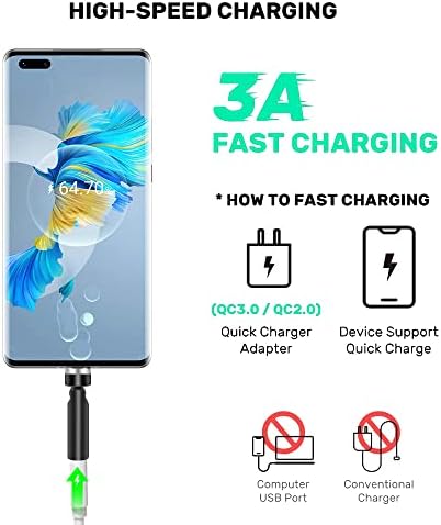 Revolutionize Your Charging with 540° Rotate Magnetic Charging Cables – 6.6 ft, 3-Pack, Universal Compatibility for USB Type C & Micro USB Devices, Fast Charging & 480 Mbps Data Transfer for Effortless Connectivity