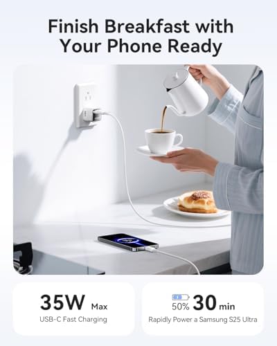Kuulaa 35 W Ga N USB C Charger Block – Ultra-Compact Fast Charging Adapter for i Phone 16/15/14/13 & Galaxy S25/S24/S23 – Advanced PPS Technology for Customized Power Delivery – Perfect for Travel and Daily Use with Enhanced Safety Features