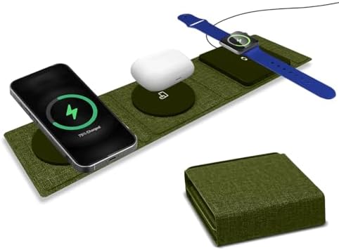 ZTAR 3-in-1 Portable Wireless Charger for i Phone 12-16, Samsung Galaxy, Air Pods & Apple Watch – Foldable Mag Safe Charging Pad with Fast Charging Technology for Ultimate Travel Convenience and Enhanced Device Compatibility