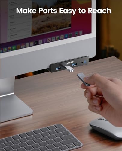 Transform Your Workspace with the ORICO USB Hub 3.0: Premium 4-Port Aluminum Clamp Adapter with Dedicated Power Supply for USB-A & USB-C Devices – High-Speed Data Transfer & Unmatched Compatibility for Enhanced Productivity