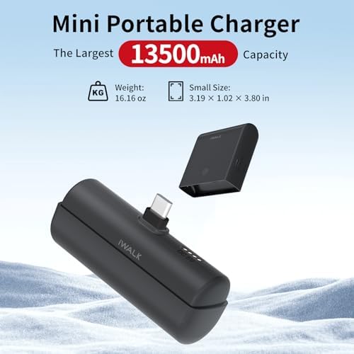 i WALK 13500 m Ah USB-C Portable Charger – Ultra-Fast Charging Power Bank for i Phone 16/15/16 Plus/16 Pro Max, i Pad & More – Lightweight Battery Pack in Stylish Pink for On-the-Go Convenience and Enhanced Device Compatibility