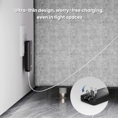 65 W Dual-Port USB C Wall Charger with Foldable Plug & 2.28 ft Cable – Ultimate Fast Charging Solution for i Phone 16/15 Pro Max & Samsung Galaxy – Portable Power Anywhere, Anytime