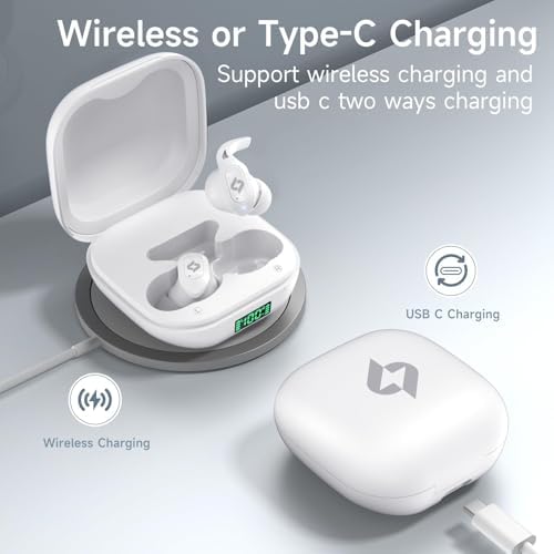 Unleash Your Sound with Advanced Waterproof Bluetooth Earbuds – 32-Hour Playtime & LED Battery Life Indicator – Superior Bass Performance for Gym, Daily Commute, and Leisure – Wireless Headphones Compatible with i Phone, Samsung, Android – Lightweight Construction with Integrated Microphone for Effortless Calls and Voice Commands – Tailored for Active Lifestyles & Music Lovers