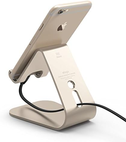 Enhance Your Smartphone Experience with the elago M2 Premium Aluminum Stand – Sleek Silver Ergonomic Design for Effortless Video Calls, Integrated Cable Management, and Universal Compatibility with i Phones and Galaxy Devices – Ideal for Streamlined Workspaces and Mobile Convenience