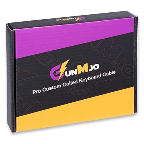 GUNMJO Pro Custom Coiled USB C Cable for Gaming Keyboards – Premium Double-Sleeved Mechanical Keyboard Accessory with Detachable Metal Aviator, 1.5 m USB-C to USB-A in Sleek Carbon Black – Ultimate Speed, Durability, and Aesthetic Upgrade for Gamers