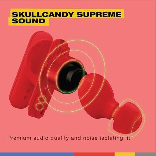 Skullcandy Smokin’ Buds Wireless Earbuds – Premium Bluetooth Headphones with Enhanced Noise Isolation, 20-Hour Playtime, IPX4 Sweat-Resistant Design – Ideal for Fitness Enthusiasts and Seamless Hands-Free Communication on i Phone & Android Devices