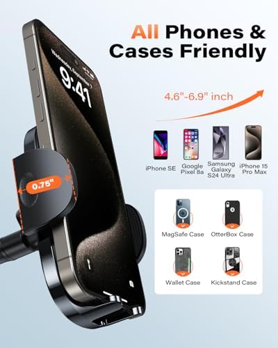 Ultimate APPS2 Car Phone Holder for Dashboard & Windshield – Long Arm Mount with Strong Suction Cup & Anti-Shake Stabilizer for All Smartphones – Enhanced Stability for Navigation & Hands-Free Calls
