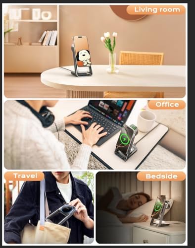 Revolutionize Your Charging Game with Our 3-in-1 Wireless Charging Station Featuring Cooling Fan – Mag Safe-Compatible Dock for i Phone 12-16, Apple Watch Series 10/Ultra/2, and Air Pods 4/3/Pro 2 – Sleek Multi-Device Solution for Home and Office Efficiency