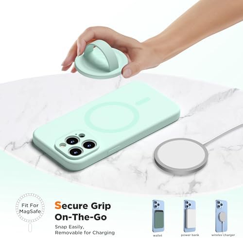 Upgraded Magnetic Phone Grip for i Phone: Premium Silicone Loop Holder with Mag Safe Compatibility – Ergonomic 360-Degree Stand, Non-Slip Design in Sleek Black for Enhanced Comfort and Secure Handling on i Phone 16/15/14/13/12 Pro Max/Plus