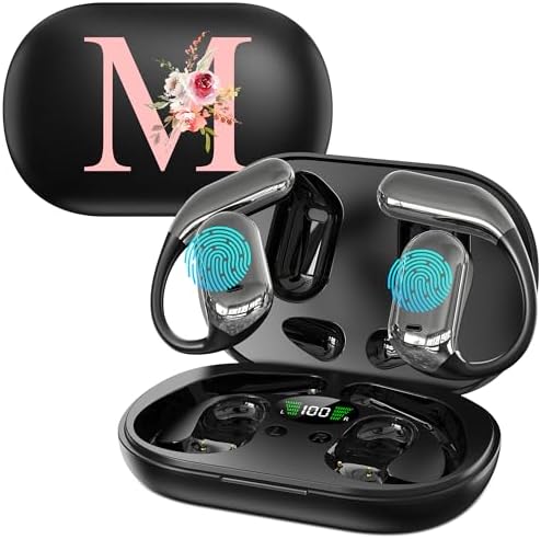 Floral Initial Personalized Wireless Earbuds with Advanced AI Language Translation – Premium Noise Cancelling Bluetooth Headphones for Stylish Communication – Ideal Mother’s Day Gift for Tech Enthusiasts and Culture Lovers