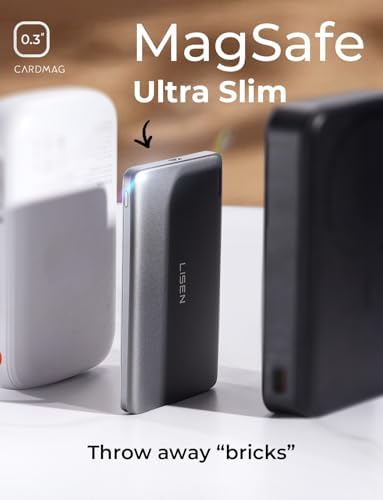 LISEN 0.3-Inch Ultra Slim Mag Safe Portable Charger for i Phone – 5000 m Ah Wireless Battery Pack for Effortless Travel Charging – Essential Magnetic Power Bank Compatible with i Phone 16 Pro Max/15/14/13/12 – Fast Charging, Lightweight Design for On-the-Go Convenience