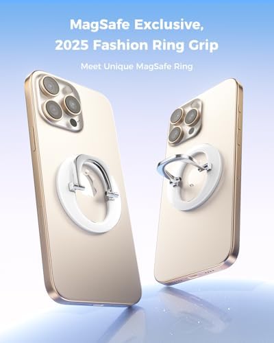 Glitter Silver Magsafe Ring Holder by SUPERONE – Magnetic Phone Grip & Adjustable Stand for i Phone 16/15/14/13/12 Series – Premium Compatibility & Secure Hold for Effortless Use and Stylish Protection