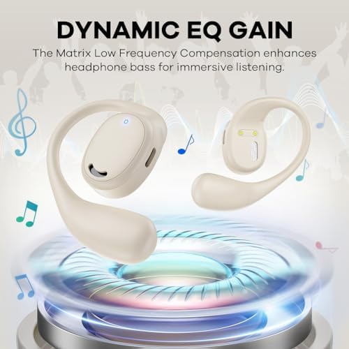 Unleash Your Fitness Potential with Open Ear True Wireless Bluetooth Earbuds – Advanced Air Conduction Technology for Unobstructed Awareness, 60-Hour Long Battery Life, and Sweat-Resistant Design – Ideal for Running, Gym Workouts, and Everyday Activities (Skin Color) – Experience Comfort and Clarity with Dual Mic Technology for Seamless Calls