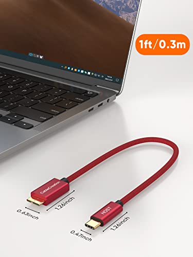High-Speed 1 FT USB C to Micro B Cable – 10 Gbps Data Transfer for i Phone 15, Seagate & WD External Hard Drives – Durable Braided Design for Enhanced Connectivity & Reliability – Perfect Length for Travel & Desk Use – USB 3.1 Type C Compatible