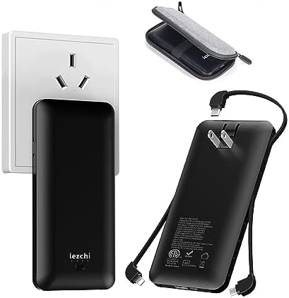 Ultra Slim 10000 m Ah Portable Power Bank with Built-In AC Plug – Lightweight USB-C Charger for All Smartphones, Travel-Ready Battery Pack for On-the-Go Power Solutions
