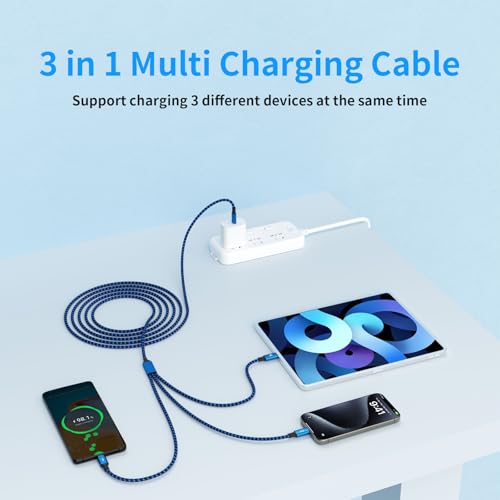 240 W 4-in-1 USB C Charging Cable – 6 FT Multi-Device Power Solution with LED Indicator for i Phone 16/15/14 Pro, Mac, i Pad, Samsung S25/S24 – Fast Charging Compatibility, Durable Design for Home & Travel