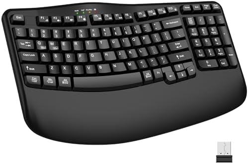 Revolutionize Your Typing with the EDJO Ergonomic Wireless Keyboard – Comfortable Wave Keys & Integrated Wrist Rest for Natural Hand Positioning, 2.4 GHz Connectivity for PCs and Macs, Sleek Black Design Perfect for Home and Office Use – Ideal for Long Hours of Productive Work or Gaming Sessions