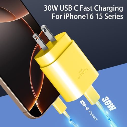 30 W Ultra-Fast USB C Wall Charger with 10 FT Cable in Stylish Purple Gradient | Rapid Charging Solution for Phone 15 Series & S24 Ultra Plus | Compact & Versatile Power Adapter for Modern Devices