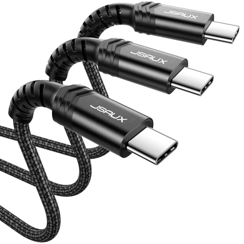 JSAUX Versatile 3-Pack USB C to USB C Cable Set – 100 W Fast Charging (10 ft, 6.6 ft, 3.3 ft) for Nintendo Switch, i Phone 16/15 Pro Max, Samsung Galaxy S25/S24, i Pad Pro – Durable, High-Speed Type C Charger Cables in Sleek Black Design for Ultimate Compatibility and Convenience