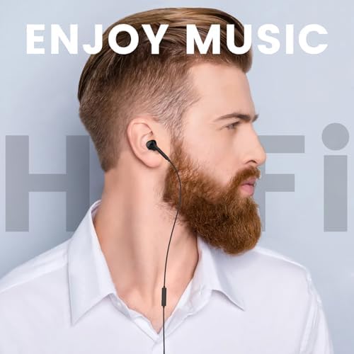 MOSWAG High-Fidelity Wired Earbuds with Built-In Microphone – Universal 3.5 mm Jack Earphones for Smartphones, Laptops, MP3 Players & More – Lightweight, Tangle-Free Design for Ultimate Comfort and Durability