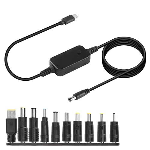 CERRXIAN Versatile 1.6 FT USB C to DC PD Adapter Cable – Adjustable Voltage (5 V-20 V) with 10 Interchangeable Tips for Universal Device Compatibility – Rapid PD Fast Charging Solution for Home, Office, and On-the-Go Power Needs