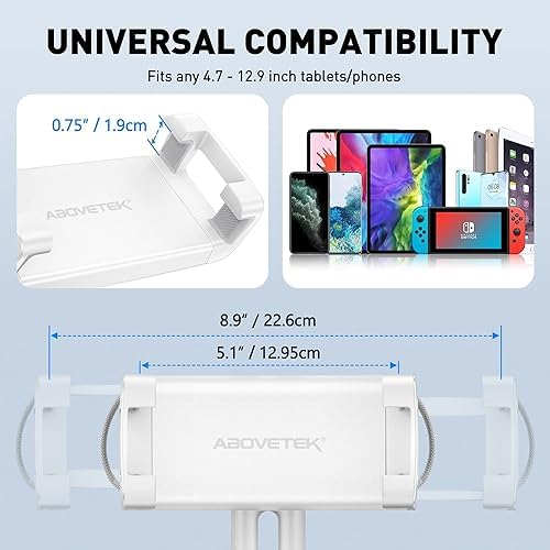 Enhance Your Digital Experience with the Above TEK 360° Swivel Tablet Pillow Stand – Premium Hands-Free Comfort for i Pads & Kindles (4.7″-12.9″) – The Perfect Cozy Gift for Moms, Wives, and Grandmas – Soft Bean Bag Design in Chic Grey for Effortless Viewing Anywhere