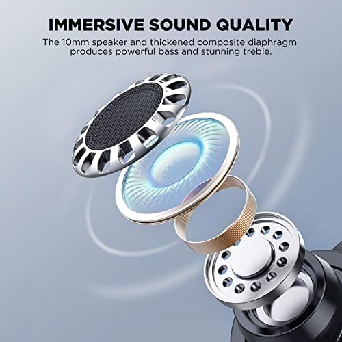 Elevate Your Audio Experience with HTC True Wireless Bluetooth Earbuds – Featuring Cutting-Edge Bluetooth 5.3 for Rapid Connectivity, 24-Hour Playtime, and Low Latency Gaming Mode – Stylish Transparent Charging Case – Perfectly Crafted for Gamers & Music Enthusiasts – Superior Sound Quality, Intuitive Touch Controls & Effortless Wireless Charging for Unmatched Convenience and Durability