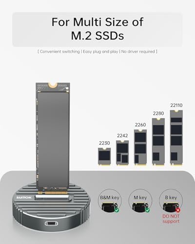 Maximize Your Data Transfer with the 10 Gbps M.2 NVMe SSD Reader – Ultra-Fast External USB Adapter for NVMe & SATA NGFF Drives, Compatible with 22110, 2280, 2260, 2242, 2230 Sizes – Durable Aluminum Docking Station for Enhanced Performance & Heat Management