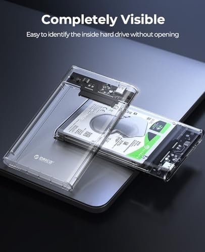 ORICO 2.5” SATA to USB 3.1 Type-C Hard Drive Enclosure – High-Speed External HDD/SSD Case with UASP Support for Seamless Data Transfer, Compatible with Mac & Windows, Ideal for 7 mm and 9.5 mm Drives – Reliable Storage Solution for Professionals and Casual Users