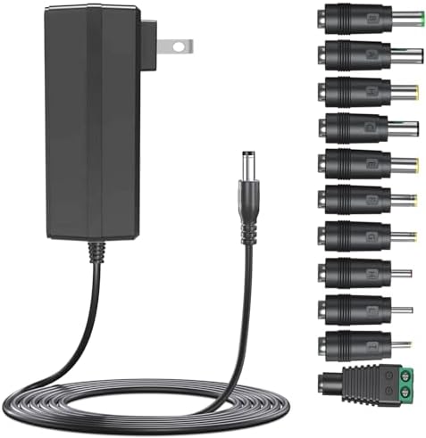 Guan Ting Universal 12 V 2 A Power Supply Adapter – High-Efficiency AC to DC Charger with 8 Interchangeable Tips for Maximum Flexibility – Compact 24 W Converter for Rapid Charging and Enhanced Device Compatibility