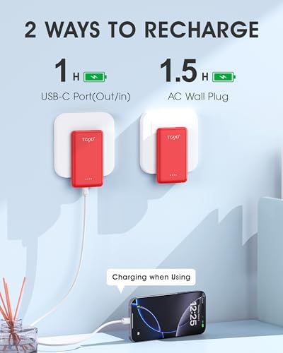 Ultra-Compact TG90° Portable Charger: 5000 m Ah Power Bank with Integrated AC Wall Plug and Triple Output for i Phone and Android Devices – Fast Charging Made Effortless and Convenient