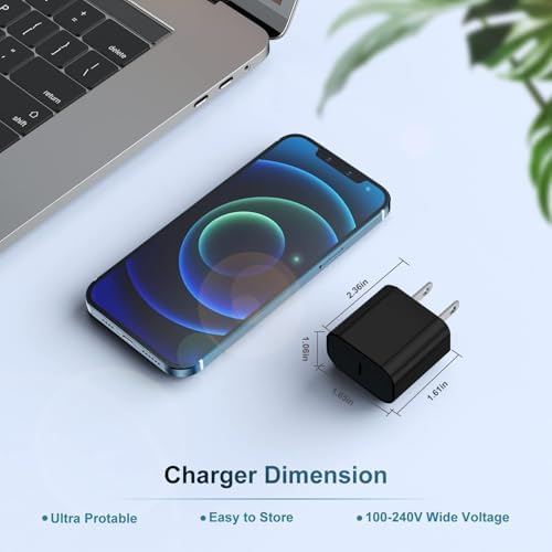 20 W USB-C Fast Charger for i Phone 16/15 Series & i Pad – 6 ft Type C to C Cable, High-Speed Wall Adapter for Optimal Performance, Compact & Durable Power Solution for Apple Devices – Experience Rapid Charging Anywhere