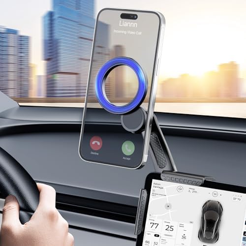 Tesla Magnetic Phone Mount for Models 3, Y, S, & X – Unmatched Strong Magnet Power, Mag Safe Compatible, 360° Rotating Design for Enhanced Navigation & Hands-Free Calls – Premium Accessory for Seamless Driving Experience