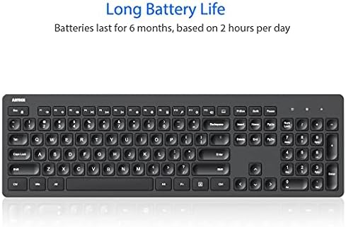 Sleek Arteck 2.4 G Wireless Keyboard – Ultra-Slim Full-Size Design with Numeric Keypad and Media Hotkeys for Effortless Typing on Windows 11/10/8/7, Compatible with PC, Laptop, Surface, and Smart TV – Enhance Your Workspace Today!