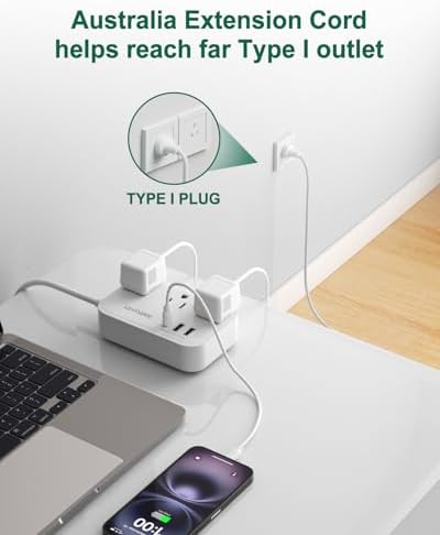 Unlock Seamless Global Connectivity with the Leekyrin Universal Power Adapter for Australia & New Zealand – 3 AC Outlets & 3 USB Ports (1 USB-C) for Fast, Reliable Charging in AU, NZ, China, Argentina, and Fiji – Perfect for Travelers Demanding Versatile Power Solutions and Enhanced Safety Features