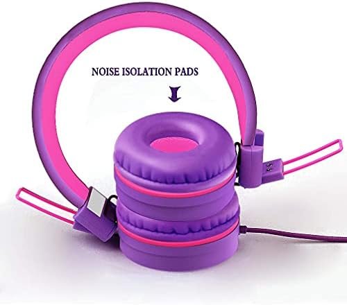 ELECDER i37 Foldable Kids Headphones – Lightweight, Adjustable On-Ear Wired Headphones in Vibrant Peach/Purple for School, Travel & Home Learning – Perfect Audio Companion for Young Learners & Teens with Comfortable Fit and Universal Device Compatibility