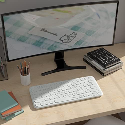 UBOTIE Wireless Colorful Slim Bluetooth Keyboard – Portable 78-Key Compact Design with Silent Scissor Switches and Elegant Round Keycaps for Tablets, Laptops, and Smartphones – Ultimate Typing Comfort and Style